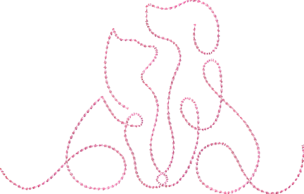 Cat Dog Line Art Embroidery File