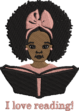 I Love Reading Girl Embroidery File