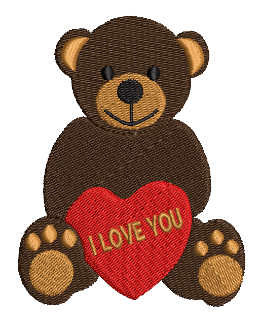 I Love You Teddy Bear Embroidery File